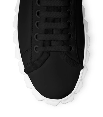Shop Stuart Weitzman The Fringiecoverstory Sneaker In Black Medium-shine Leather