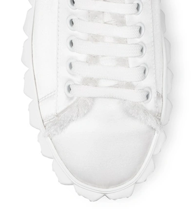 Shop Stuart Weitzman The Fringiecoverstory Sneaker In White Silk Satin