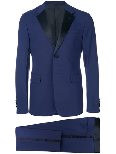 Shop Prada Satin Trim Suit - Blue