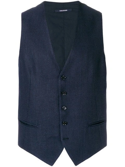 Shop Tagliatore Tweed Waistcoat - Blue