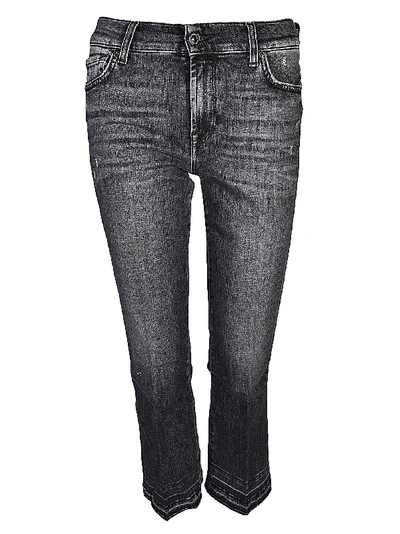 Shop 7 For All Mankind Stone Washed Cropped Jeans In Grey