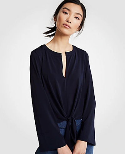 Shop Ann Taylor Tie Front Top In Night Sky