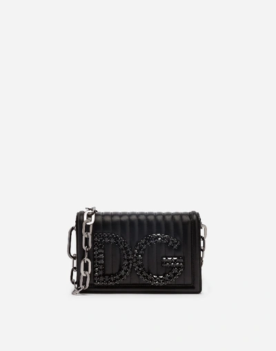 Shop Dolce & Gabbana Dg Girls Shoulder Bag In Quilted Nappa Leather In Black
