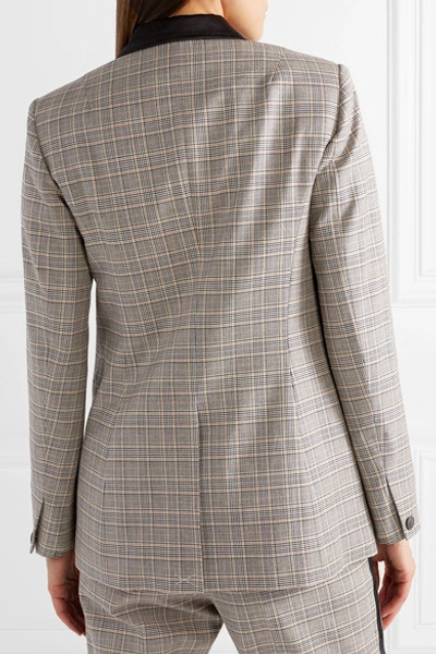 Shop Rag & Bone Ridley Velvet-trimmed Checked Wool And Cotton-blend Blazer In Gray
