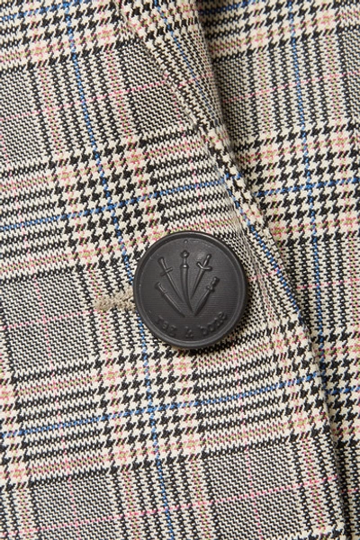 Shop Rag & Bone Ridley Velvet-trimmed Checked Wool And Cotton-blend Blazer In Gray