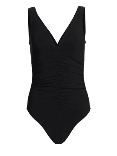 Shop Karla Colletto Swim Women's One-piece Ruched-center Swimsuit In Black