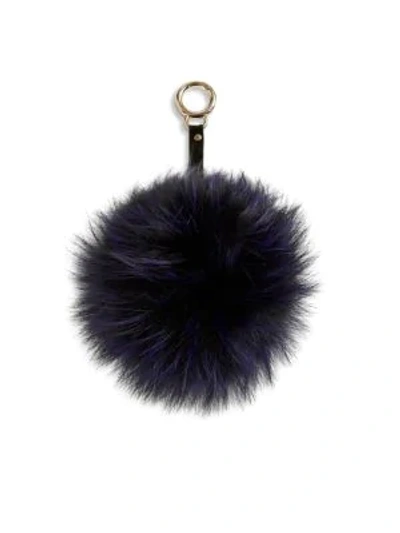 Shop Adrienne Landau Fox Fur Pom-pom Keychain In Blue