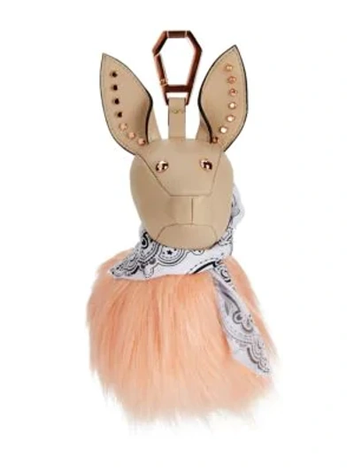 Shop Kendall + Kylie Bambi Faux Fur Dog Bag Charm In Cream Tan
