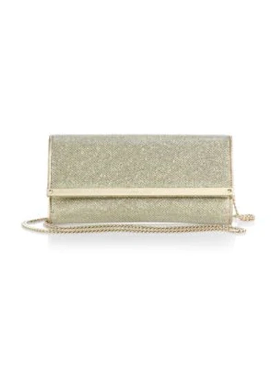 Shop Jimmy Choo Milla Chain-strap Glittered Wallet In Champagne