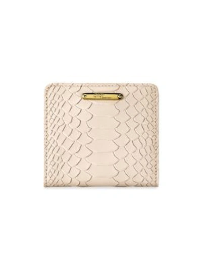 Shop Gigi New York Mini Python-embossed Leather Bi-fold Wallet In Almond