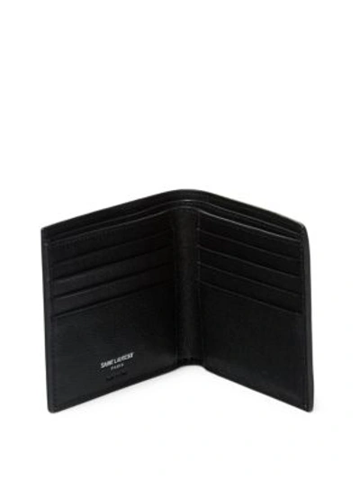Shop Saint Laurent Star Lambskin Leather Bifold Wallet In Black-grey