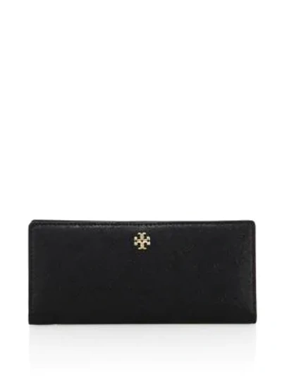 Shop Tory Burch Robinson Slim Leather Wallet In French Grey