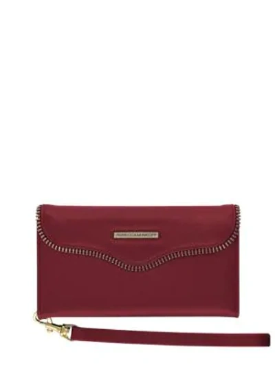 Shop Rebecca Minkoff Mab Leather Phone Wristlet In Deep Red