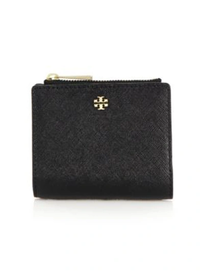 Shop Tory Burch Robinson Leather Mini Wallet In Black
