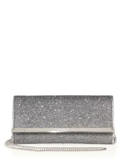 Shop Jimmy Choo Milla Lamé Convertible Wallet In Anthracite