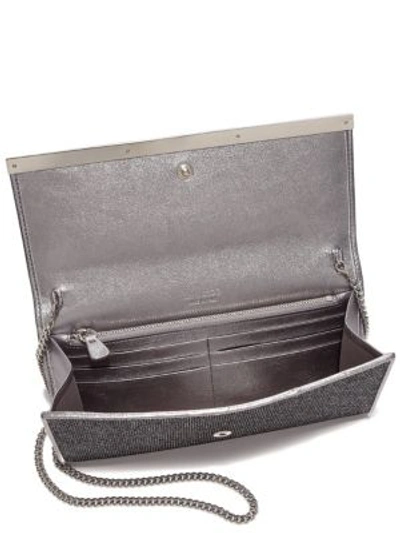 Shop Jimmy Choo Milla Lamé Convertible Wallet In Anthracite