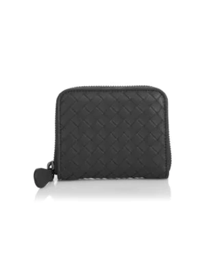 Shop Bottega Veneta Zip-around Leather Wallet In Black