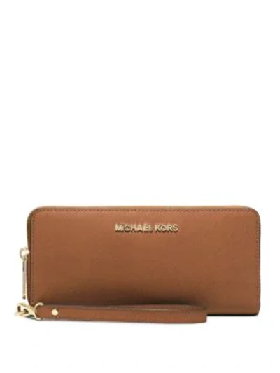Shop Michael Michael Kors Leather Wristlet In Admiral