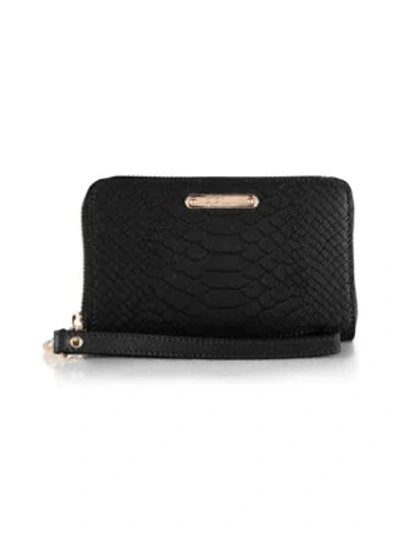 Shop Gigi New York Leather Phone Wristlet In Black