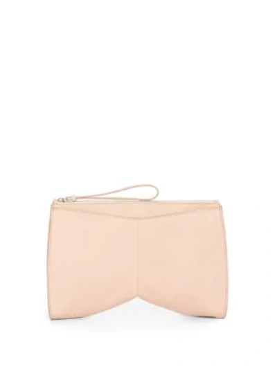 Shop Narciso Rodriguez Boomerang Mixed Leather Wristlet Tote In Blush