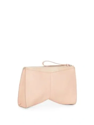 Shop Narciso Rodriguez Boomerang Mixed Leather Wristlet Tote In Blush