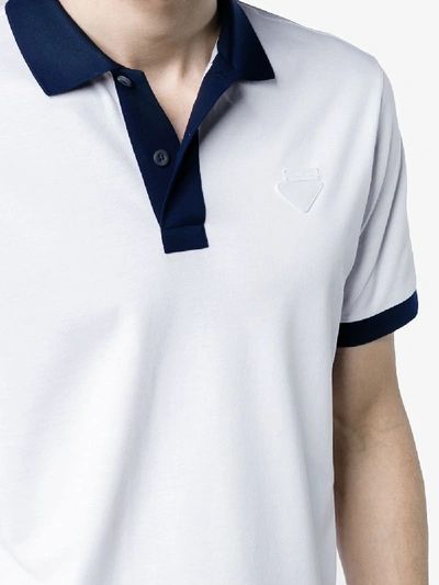 Shop Prada Bi-colour Short Sleeve Polo Shirt In White