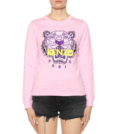 Shop Kenzo Tiger Logo Cotton Sweatshirt In Pink