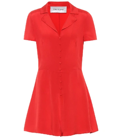 Shop Valentino Silk Playsuit In Red