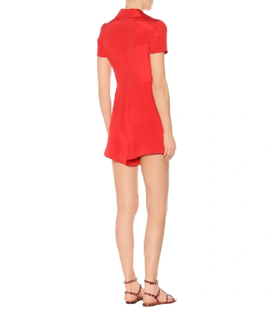 Shop Valentino Silk Playsuit In Red