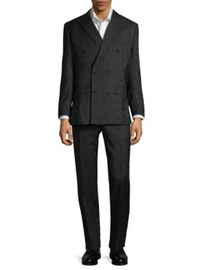 Shop Brioni Wool & Mohair Pinstripe Suit In Black-lead