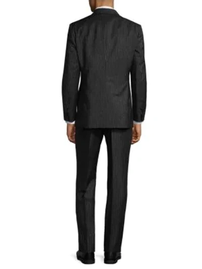 Shop Brioni Wool & Mohair Pinstripe Suit In Black-lead