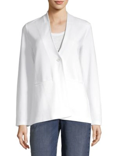 Shop Eileen Fisher Ponte V-neck Blazer In White