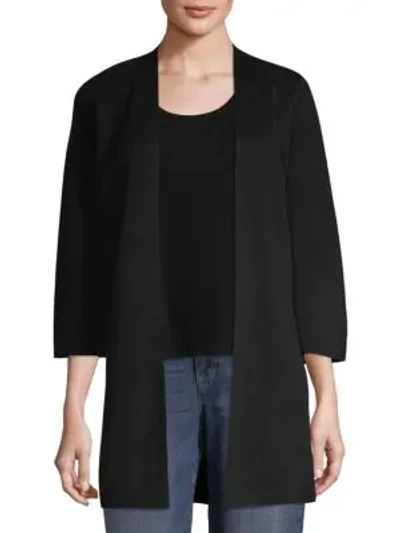 Shop Eileen Fisher Simple Open Front Cardigan In Black