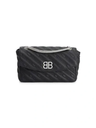Shop Balenciaga Bb Leather Crossbody Bag In Black