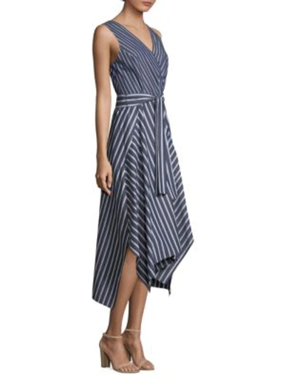 Shop Lafayette 148 Demitria Striped Dress In Blue Note Multi