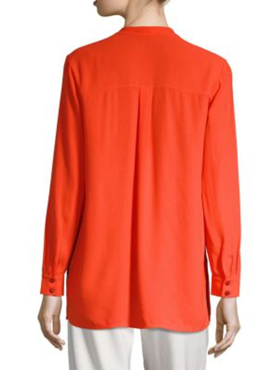 Shop Eileen Fisher Silk V-neck Blouse In Jasper Turquoise