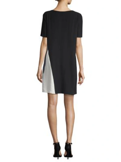 Shop Eileen Fisher Silk Colorblock Dress In Black