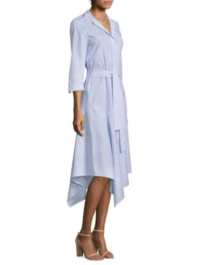 Shop Lafayette 148 Stripe Handkerchief Shirtdress In Periwinkle