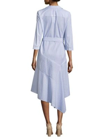 Shop Lafayette 148 Stripe Handkerchief Shirtdress In Periwinkle