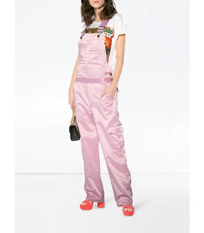 Shop Rosie Assoulin Pink Satin Overalls