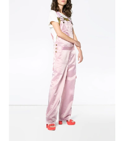 Shop Rosie Assoulin Pink Satin Overalls