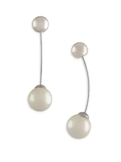 Shop Majorica Faux Pearl Drop Earrings In Silver Pearl