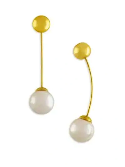 Shop Majorica Faux Pearl Drop Earrings In Gold Pearl