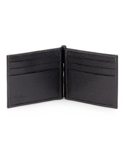 Shop Ferragamo Revival Textured Leather Money-clip Bifold Wallet In Black