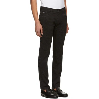 Shop Dolce & Gabbana Dolce And Gabbana Black Heavy Distressed Skinny Jeans In S9001 Black