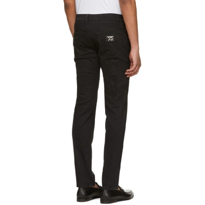 Shop Dolce & Gabbana Dolce And Gabbana Black Heavy Distressed Skinny Jeans In S9001 Black