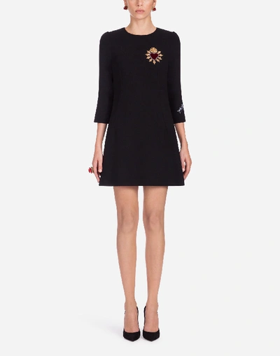 Shop Dolce & Gabbana Wool-crepe Dress In Black