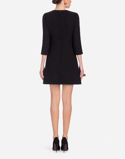 Shop Dolce & Gabbana Wool-crepe Dress In Black