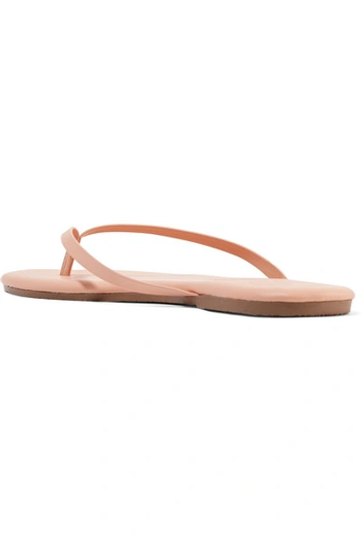 Shop Tkees Lily Matte-leather Flip Flops In Peach