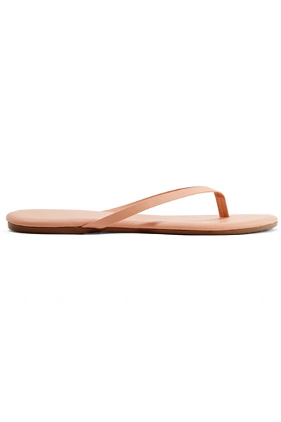Shop Tkees Lily Matte-leather Flip Flops In Peach